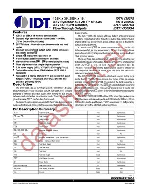 IDT71V3559S80BGI datasheet  